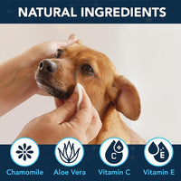 NOVEHA Dog Eye Wipes - Tear Stain Remover for Dogs - Formulated to Remove Eye Debris, Tear Stains & Eye Discharge - Plant Based, Safe, Convenient, and Large Unscented Wipes (100 Count x 1 Package)