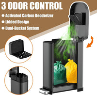 Dog Poop Trash Can Outside with Odor Control Lid & Step Pedal - Matte Black / Rectangular / Large - image 2