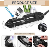 Hands-Free Dog Leash With Pouch, Waist Attachment for Walking Two Dogs, Reflective Stitching, Dual Handle, Bungee Retractable Running for Medium to Large Dogs Black