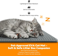 Cat Litter Mat 24"x16", Double Layer EVA litterbox Mat Beige - Dark Grey / Honeycomb-24 x 16 Inches - image 4