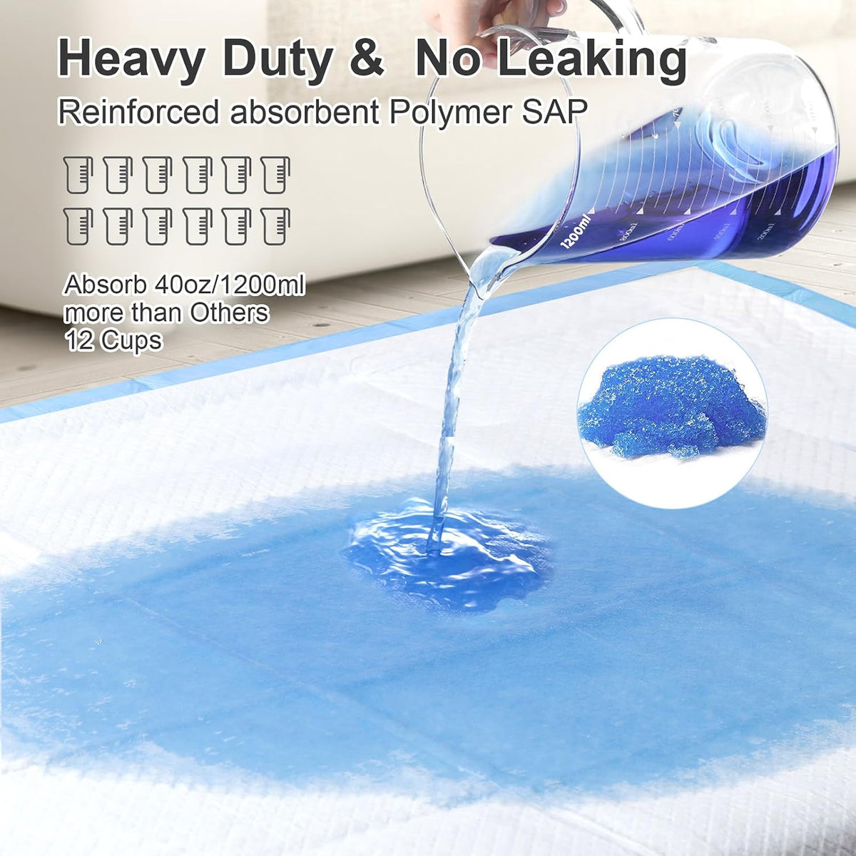 Enormous 37"x 54" Dog Training Potty Pads - 36"x36" Blue(100counts) - image 3