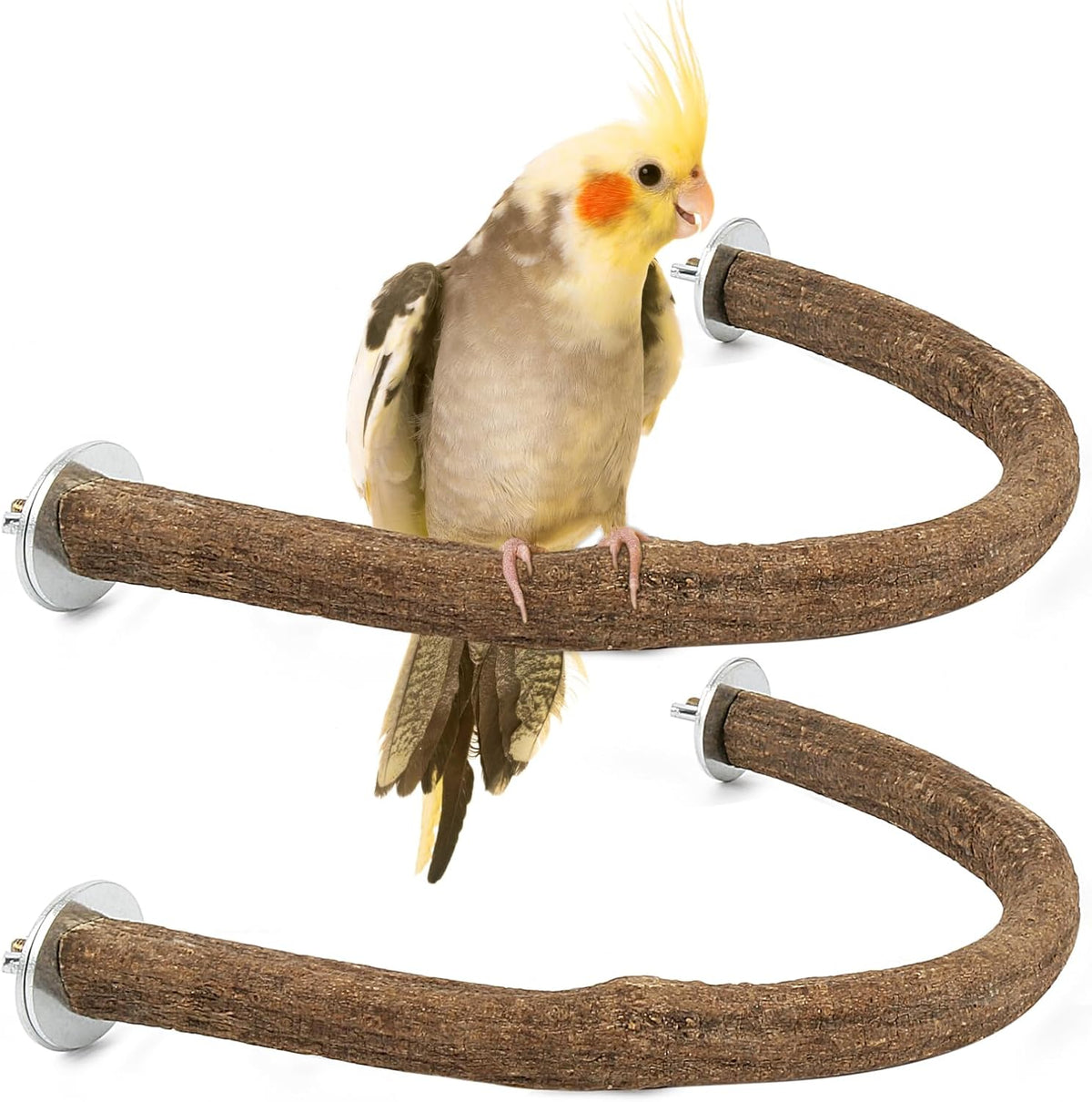 Natural Wood Bird Perch, U-Shaped Bird Perch for Cage – Essentials for Birds - 2 Pcs L U Perch