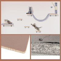 Cat Shelves for Wall, Wall Mounted Cat Furniture Set,with Hammock,Jumping Boards,Sofa,Steps,ScratchingPost,Hanging Ball and Felt Pads, Suit for Cats Climb, Jump,Scratch-Gray