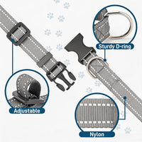 Dog Collar for Small Medium Dogs with Buckle - Light Gray / Medium - image 3