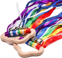 DILIMI rainbow ribbon hand kite set of 2 with natural wood rings - view 2