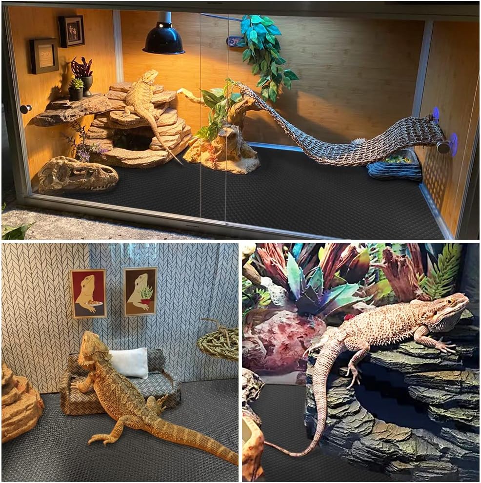 Reptile Carpet, Reptile Mat, Bearded Dragon - 2 PCS / Black 18"×79" - image 3