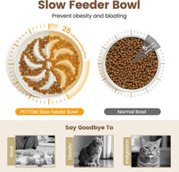 PETTOM Slow Feeder Cat Bowl Elevated Ceramic with Bamboo Stand - Lotus - image 2