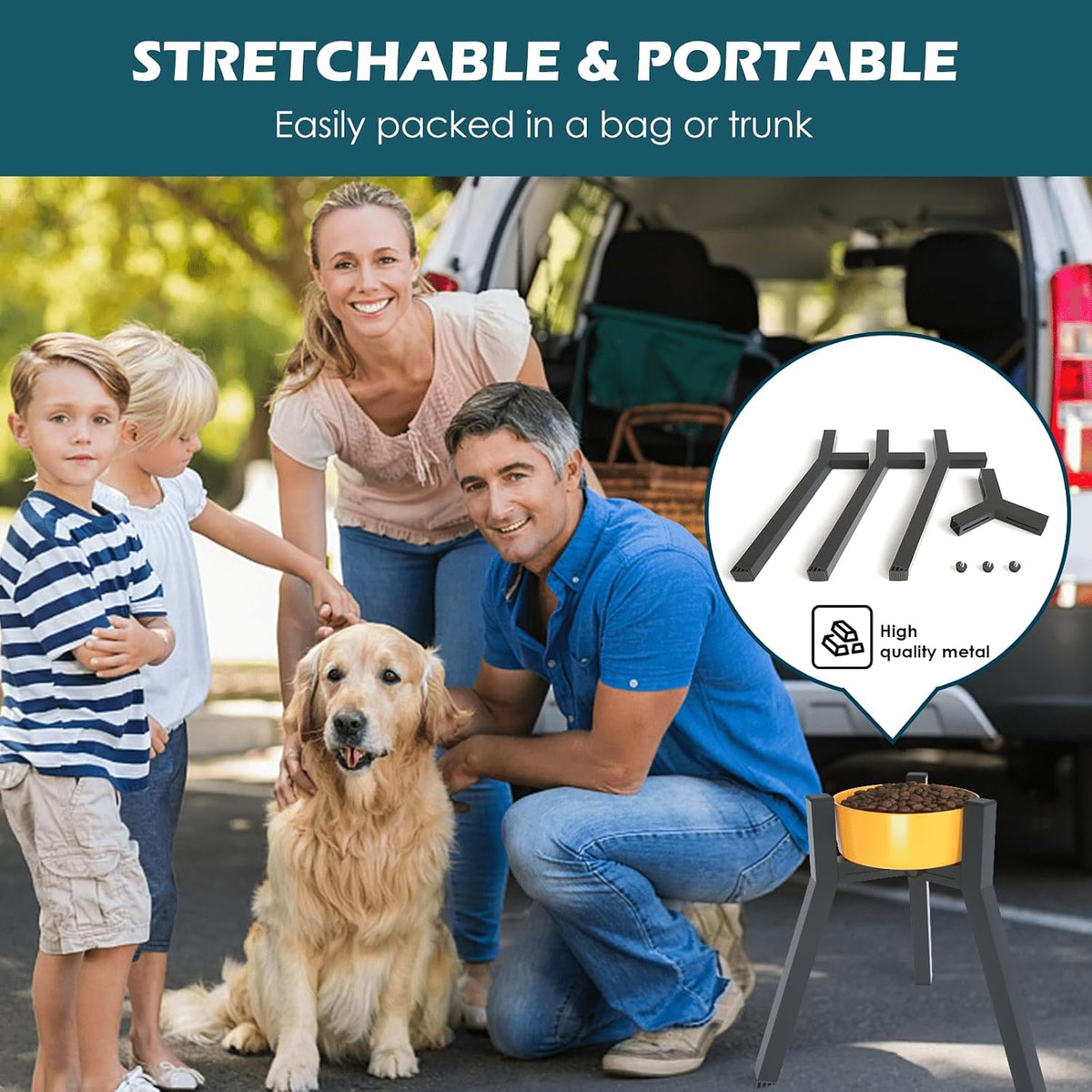 SHAINFUN Adjustable Metal Raised Stand for Large & XL Breeds - Black-FL / Height: 13.7", Width: 7-10.6" - image 2