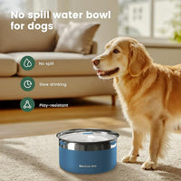 Gardner Pet Dog Bowls 1 Gallon (3.85L) Stainless Steel No Spill Dog Water Bowl, Slow Water Feeder Metal Bowls, Spill Proof Water Dispenser for Large Dogs, Promotes Healthy Hydration