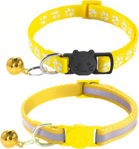 2 Pack Breakaway Cat Collars with Bells - Yellow