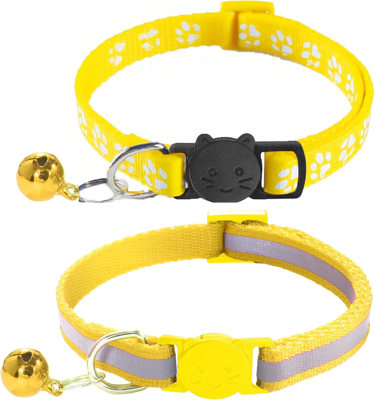 2 Pack Breakaway Cat Collars with Bells - Yellow