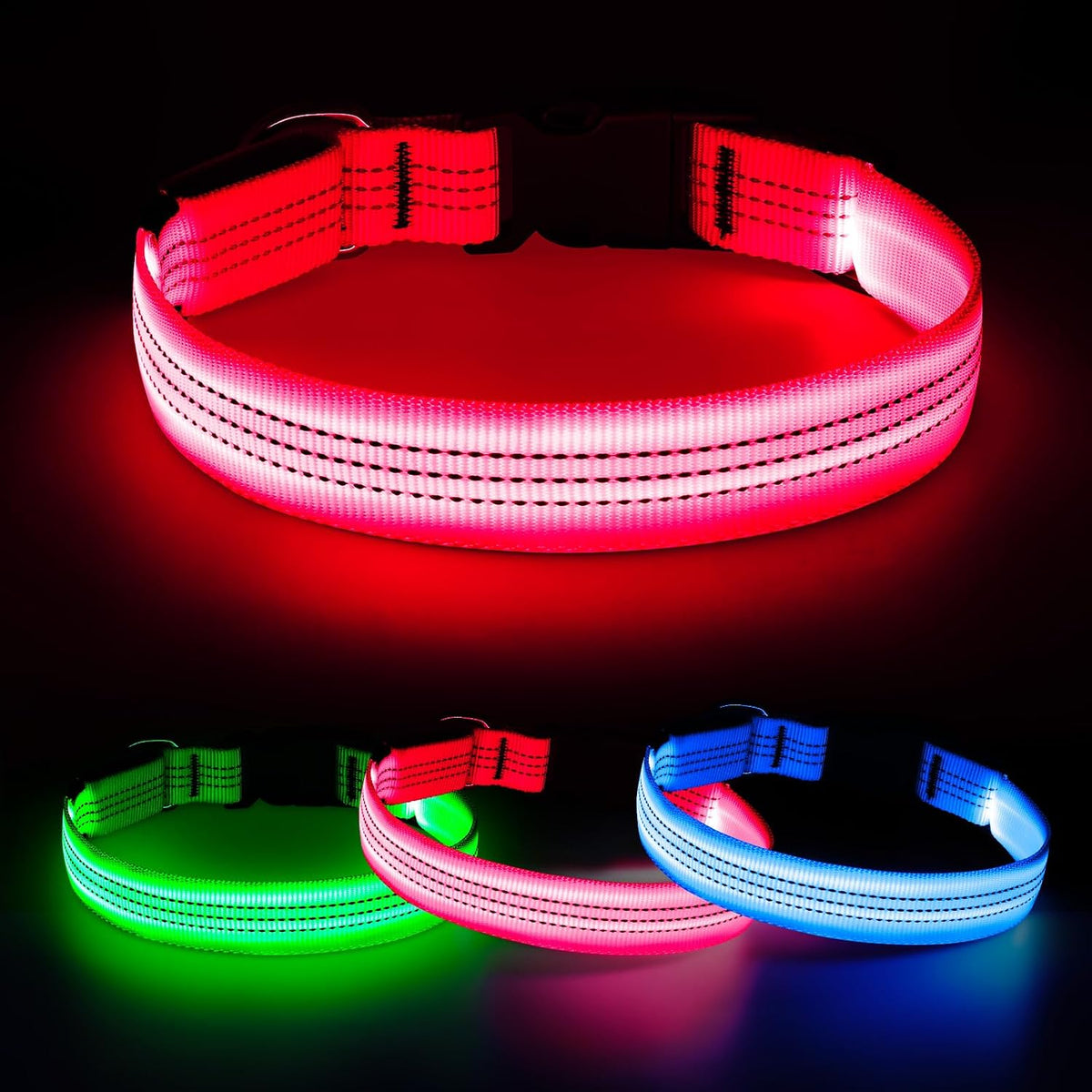 Light Up Collar for Small Dogs& Cats - L (18.9-23.6inch/ 48-60cm) / Pink