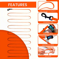 Waterproof Long Line Dog Training Leash, PVC-Coated - Orange / 16ft - image 3