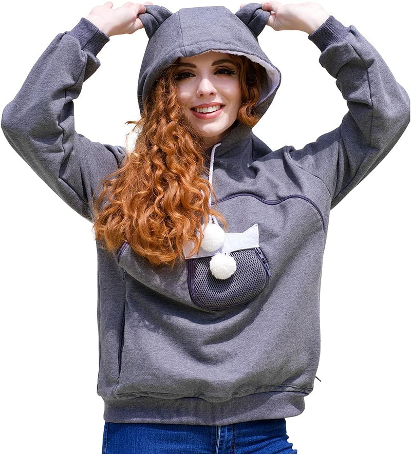 ALYC Unisex Hoodies Pet Holder Cat Dog Large Pouch Carriers Pullover - Dark Grey09 / X-Large
