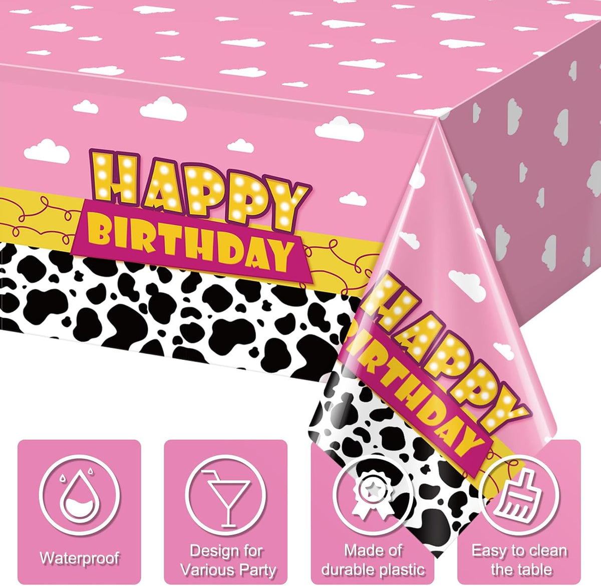 Ragnhild 3 Pack Cow Print Birthday Party Supplies Cow Pattern Printed - Pink / 3 - image 3
