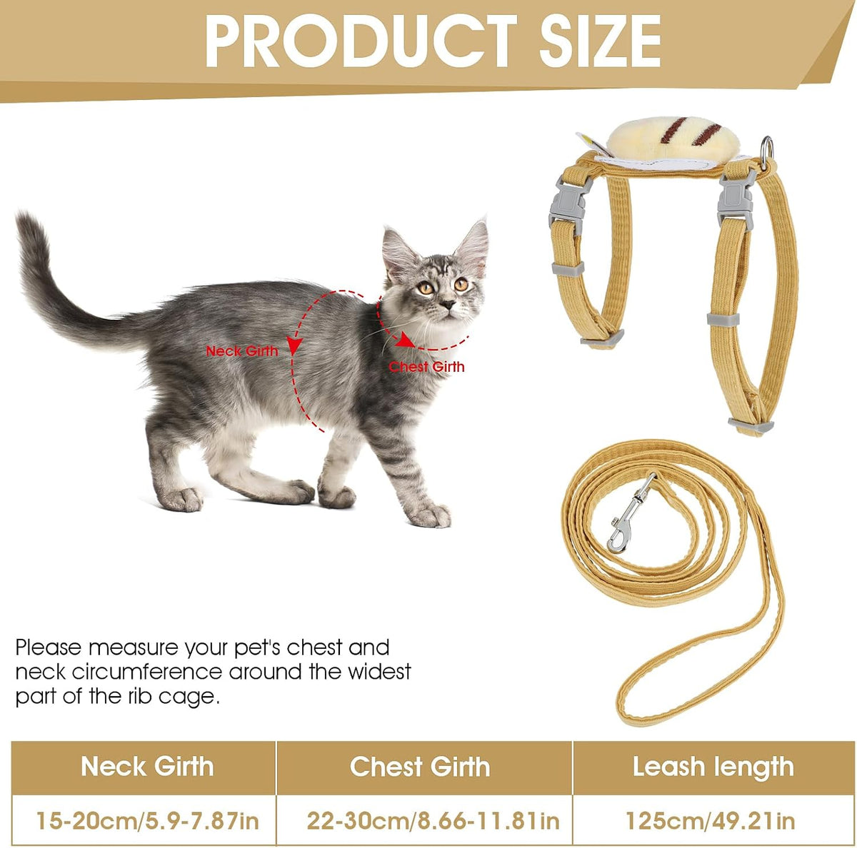 TIESOME Cat Harness and Leash Set - Vanilla Yellow - image 2