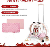 Transparent & Fully Breathable Hard cat Carrier with Rolling Wheels for Dogs, Cats, Multiple Carrying Options, Perfect for Traveling/Taking a Walk