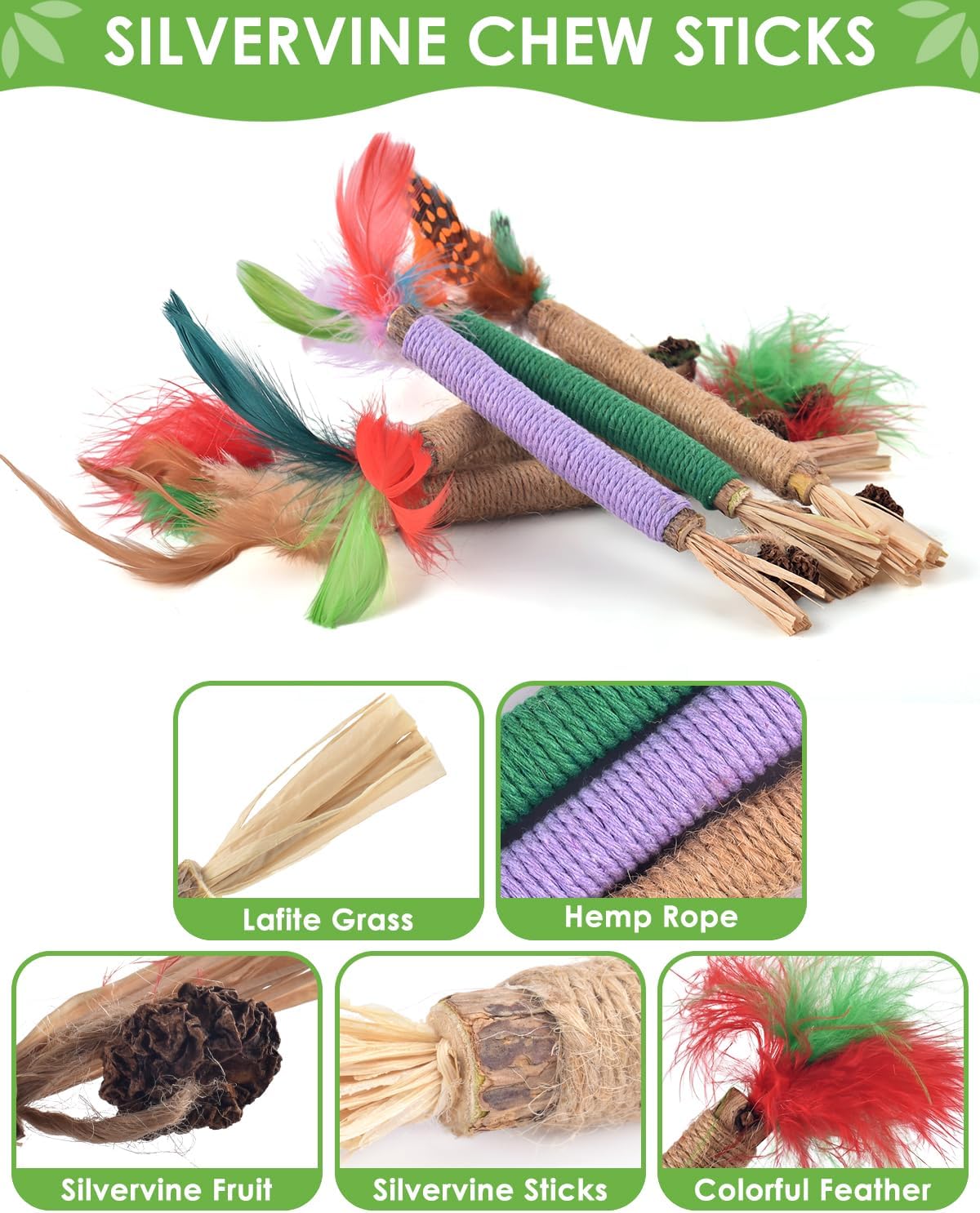 TINDTOP Catnip Chew Toys for Cats - 12 Pack Colorful - image 3