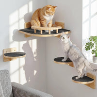 Cat Wall Shelves with 3 Steps - Corner