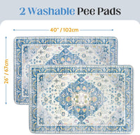 Washable Pee Pads for Dogs, Non-Slip Potty Pads - Blue Medallion / 40"x26" (Pack of 2) - image 2