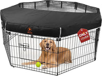 Playpen Top Cover for 24'' Width 8 Panel Pen - Black / Only Top Cover, Elastic Buckles Connections