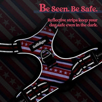 rabbitgoo Dog Harness No Pull with 2 Leash Clips, Adjustable Soft Padded, Reflective Oxford No Choke Pet Vest with Easy Control Handle for Large Dogs, Red Stripe, L