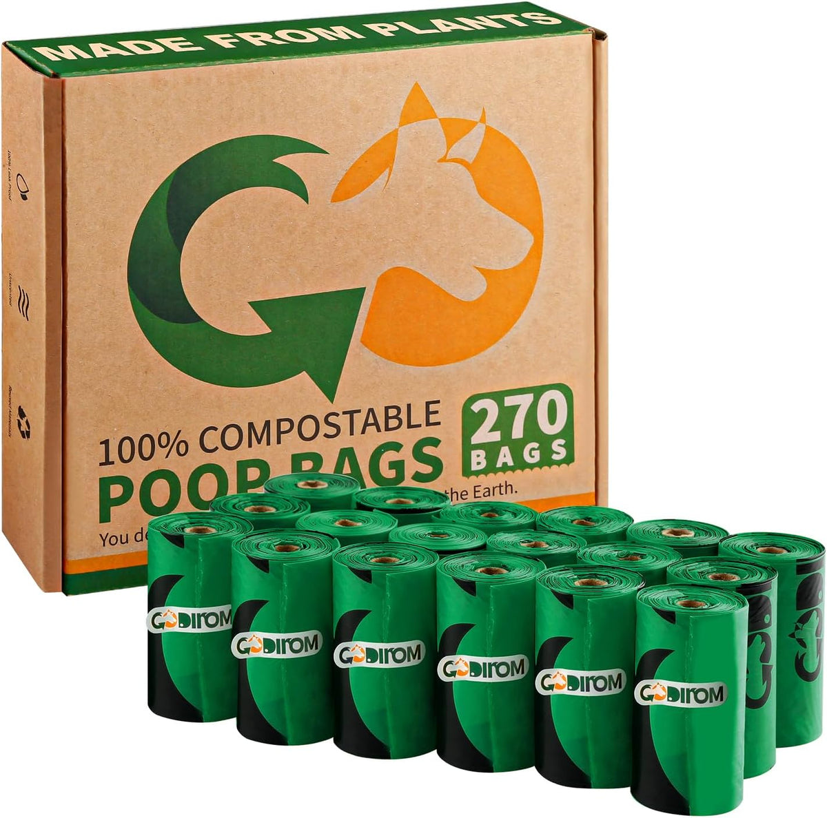 Certified Home Compostable Dog Poop Bags, 270 Plant Based Bags – Essentials for Dogs - Dark Green / 270 Count (Pack of 1)