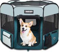 JESPET 61" Pet Dog Playpens - Teal Blue / 45x45x24 Inch (Pack of 1)