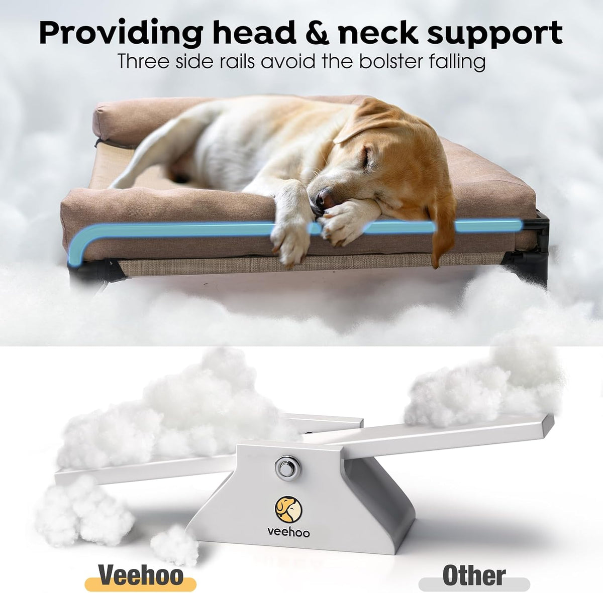 Veehoo Outdoor Elevated Dog Bed-Cooling Raised Dog Cot for Large - Beige Coffee / 29.0"L x 18.0"W x 11.0"Th - image 2