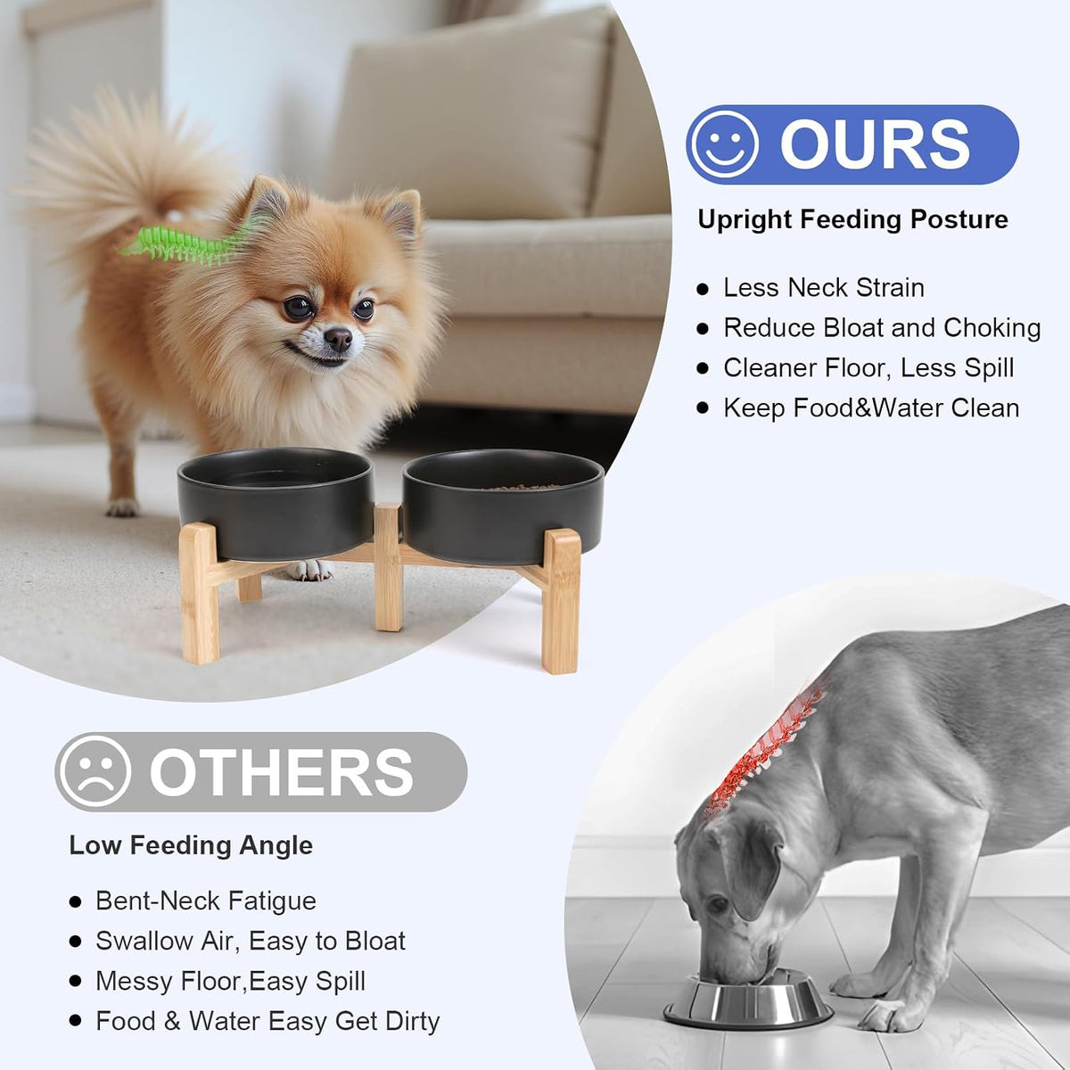 SPUNKYJUNKY Elevated Dog Bowls Ceramic - 5.1 in - 1.7 cups / Black - image 3