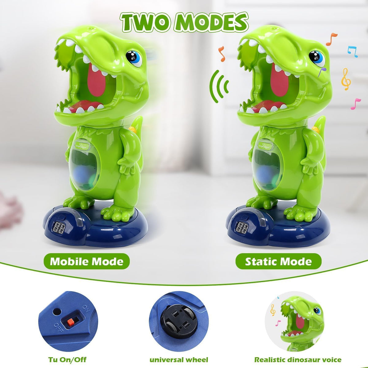 EagleStone T-Rex Dinosaur Shooting Target Game Toys with Air Power - 6b-green - image 2