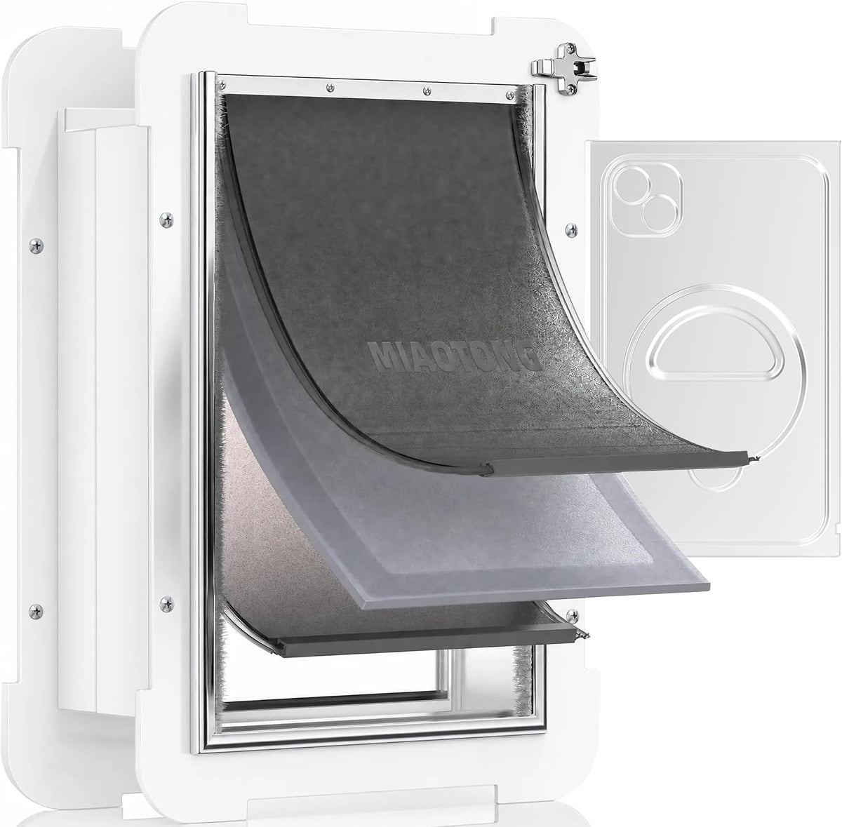 3-Flap Never Rust Extra Large Dog Door for Doors with Sliding Lock - Medium / For Wall