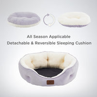Bedsure Small Dog Bed Washable, Round Cat Beds for Indoor Cats - 25"L x 21"W x 8"Th / Azure Lilac - image 4