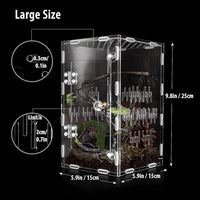 Jumping Spider Enclosure, Large Acrylic Praying Mantis Habitat, 10"*6"*6" Ventilated Insect Terrarium Cage with Front Opening Door for Small Retiles - Arboreal Tarantula, Snails, Bug, Lizard