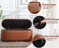 Kmax Storage Bench PU Leather Entryway Bench Upholstered Ottoman Bench for Bedroom Living Room Hallway, Brown