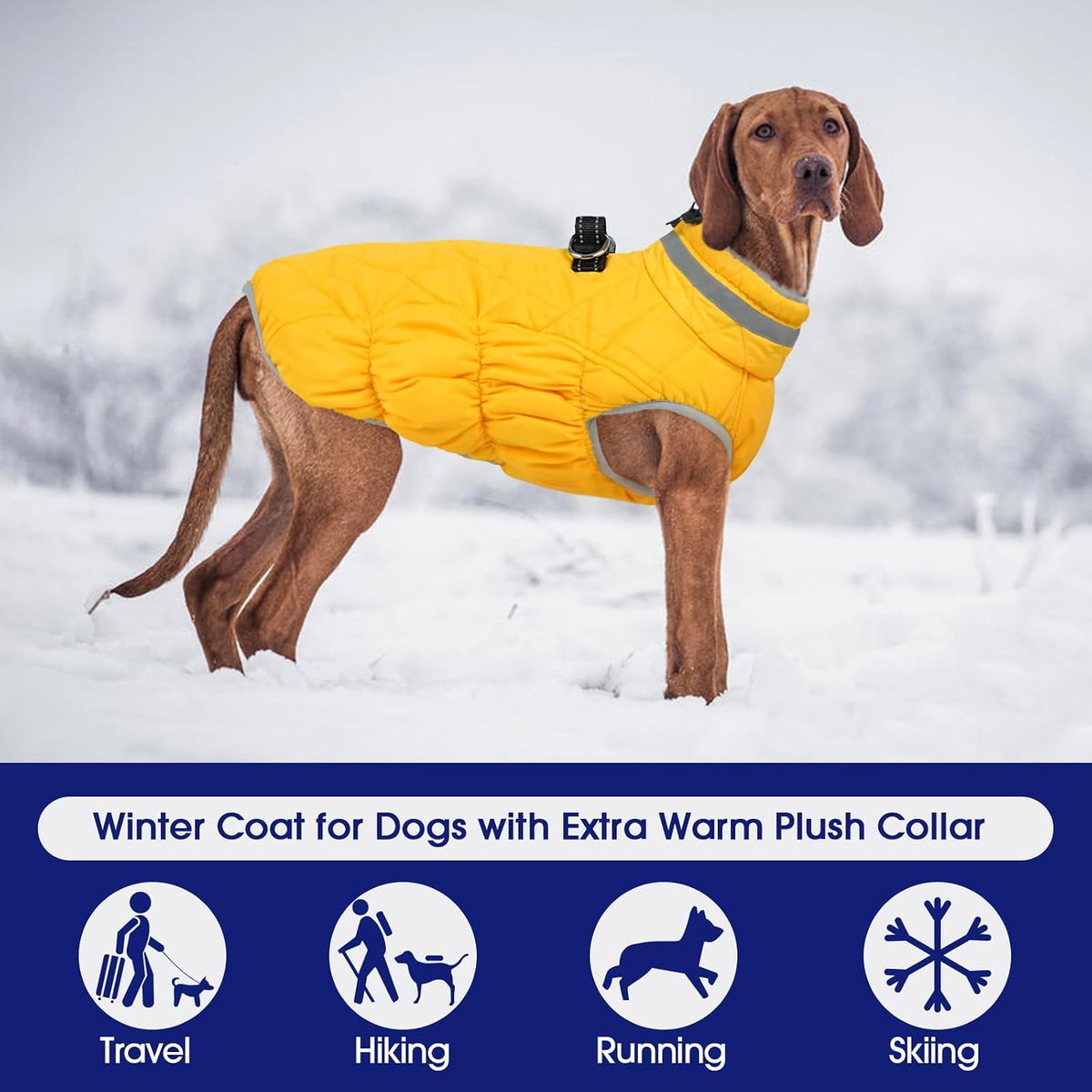 Dog Cold Weather Coats Reflective Dog Warm Jacket with Harness – Essentials for Dogs - Yellow / XXL(chest:35in) - image 4