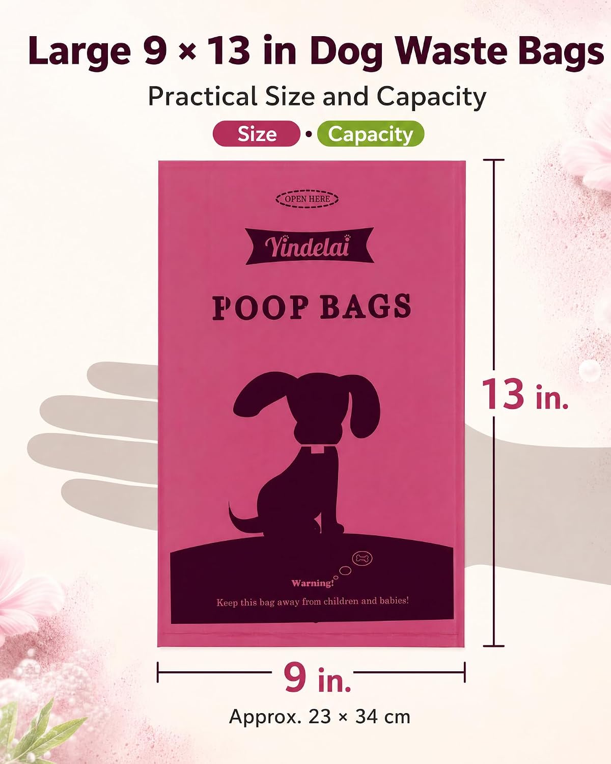 Dog Poop Bags Rolls with Dispenser, Keep Hands Clean 450 Count - 390 Red -Scented - image 2