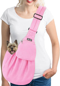SlowTon Dog Carrier Sling - G-Pink Knitted Fabric / For Pets 6-12lbs