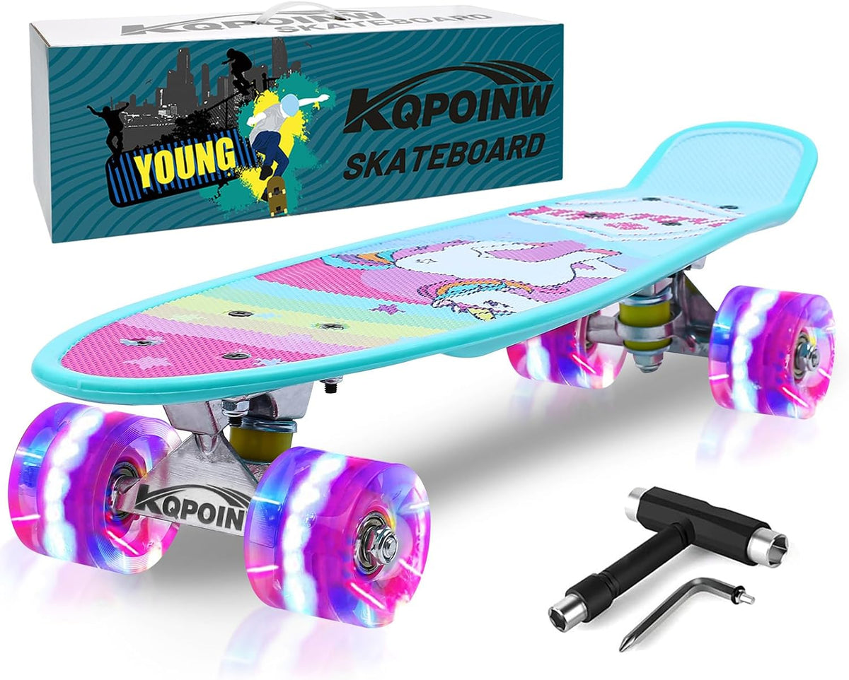 Skateboards, 22" Complete Skateboard - Blue Unicorn