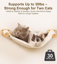 Cat Wall Shelves with 1 Floating Fabric Hammock, 2 Ladders with 4 Steps Each & 1 Flat Cat Shelf, Wall Mounted Bed Furniture & Climber, Indoor Playground