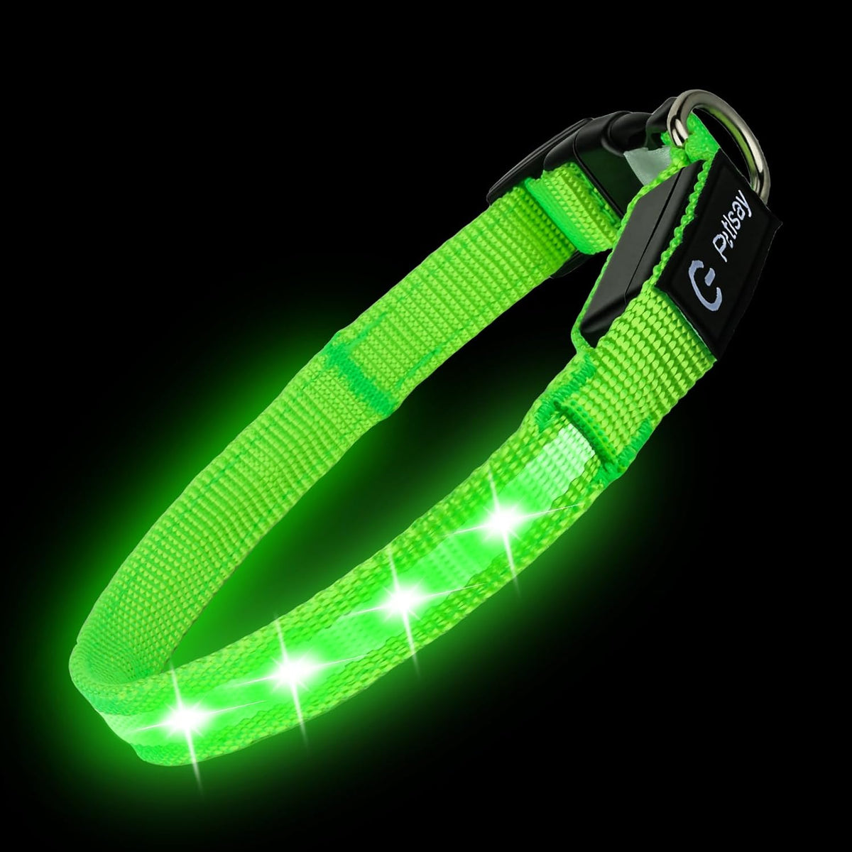 Super Bright LED Dog Collar, Waterproof Light up Collars – Essentials for Dogs - S (Width:0.6",Length:10" - 14.5") / Green - image 2