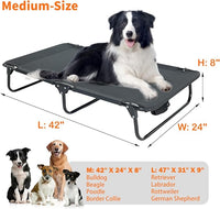 Elevated Dog Bed for Large Pet with No-Slip Feet, Foldable Portable Washable Raised Bed for Indoor&Outdoor Camping Dog Cot, with Cooling Waterproof Breathable Mesh (Medium, Black-Textilene)