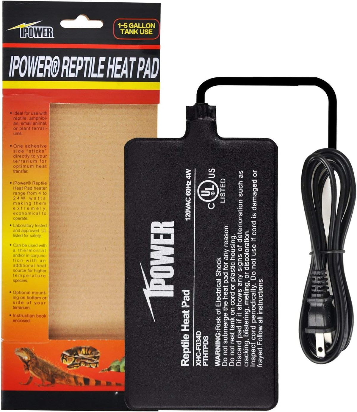 iPower 8 by 12-Inch Reptile Heat Mat Under Tank Heater Terrarium - Heat Pad / 4" x 7"