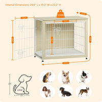 27" Dog Crate Furniture, Dog Kennel Indoor - White Oak / 32.5"L x 21.9"W x 25.6"H - image 3