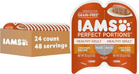 IAMS Perfect Portions Healthy Adult Grain Free Wet Cat Food Pate, Chicken Recipe, 2.6 oz. Easy Peel Twin-Pack Trays (24 Count, 48 Servings)
