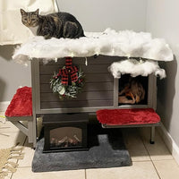 GUTINNEEN Insulated Outdoor Cat House with Triple-Layer Design - Weatherproof Cat Shelter with All-Round Insulated Foam Liner, Elevated Base & Escape Doors for Feral/Stray Cats (Winter-Ready)