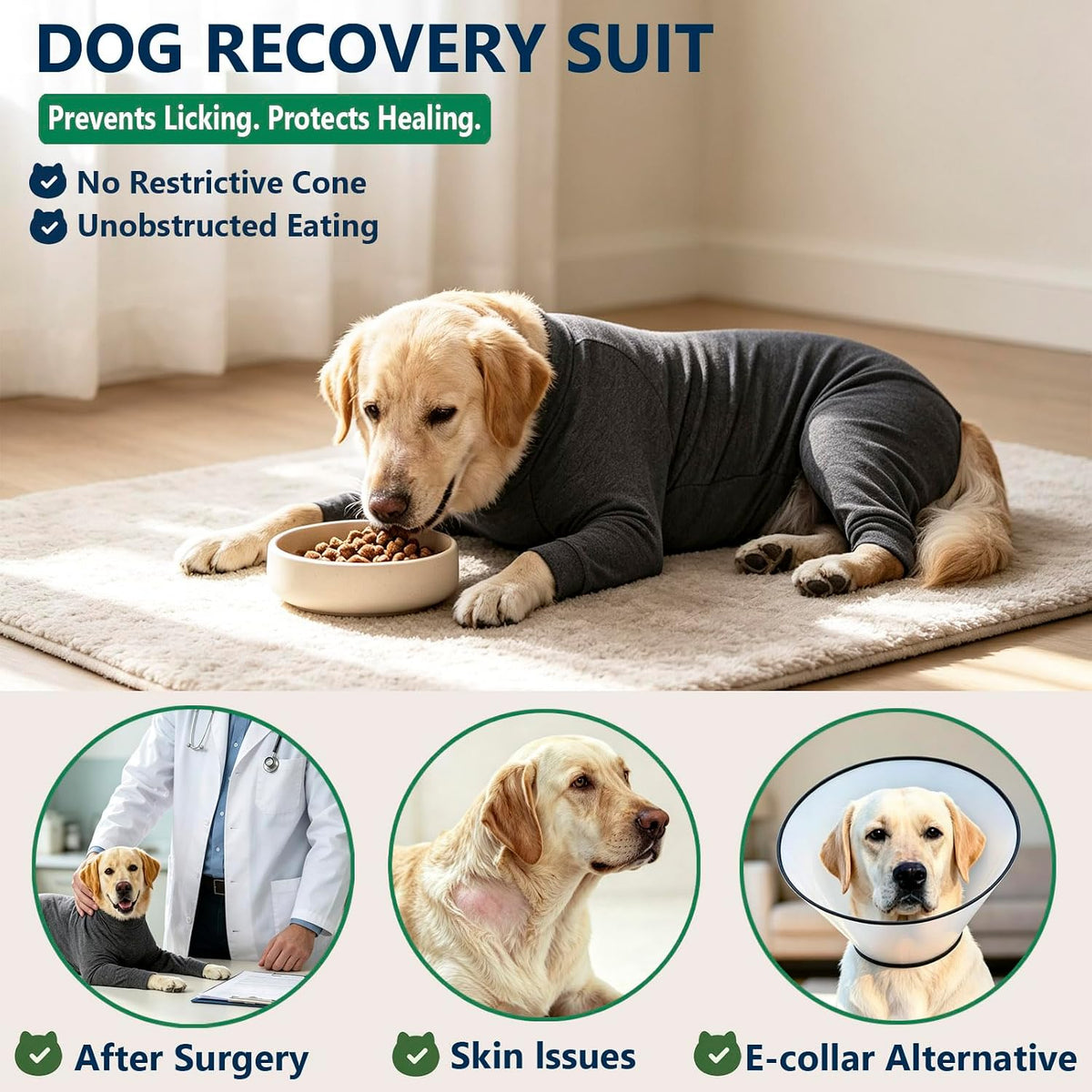 kzrfojy dog recovery suit after surgery, medium, full body coverage - view 2