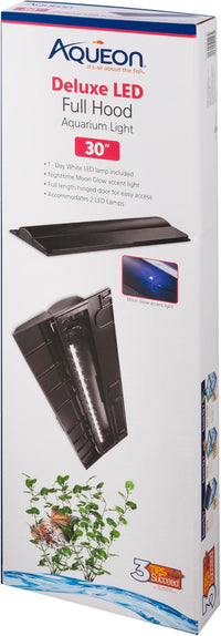 Aqueon LED Deluxe Fish Tank Aquarium Full Hood, Black - 30"