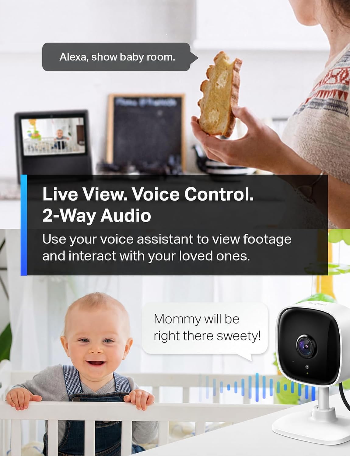 Tapo 1080P Indoor Security Camera, Baby Monitor, Dog Camera - 1080P / White / 1-Pack - image 4