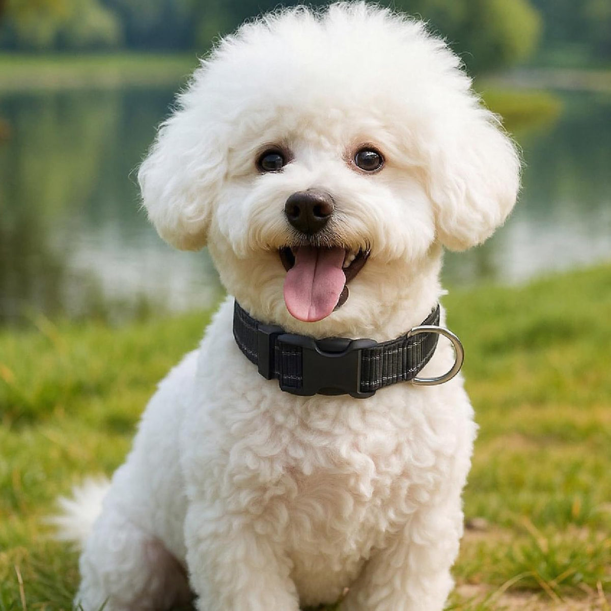 Dog Collar for Small Medium Dogs with Buckle - Black / Small - image 2